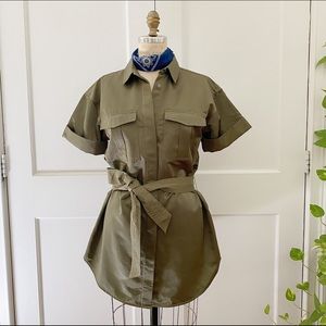 Banana Republic Army Green Shiny Tunic